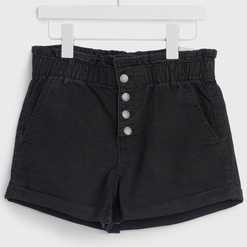 Vanilla Star Washed Black Denim Paper Bag Short